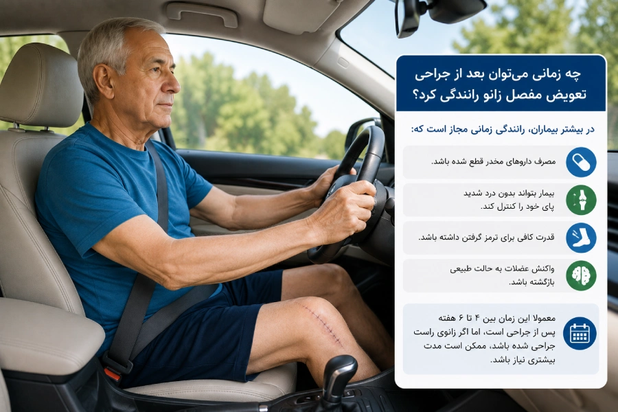 رانندگی پس از تعویض مفصل زانو